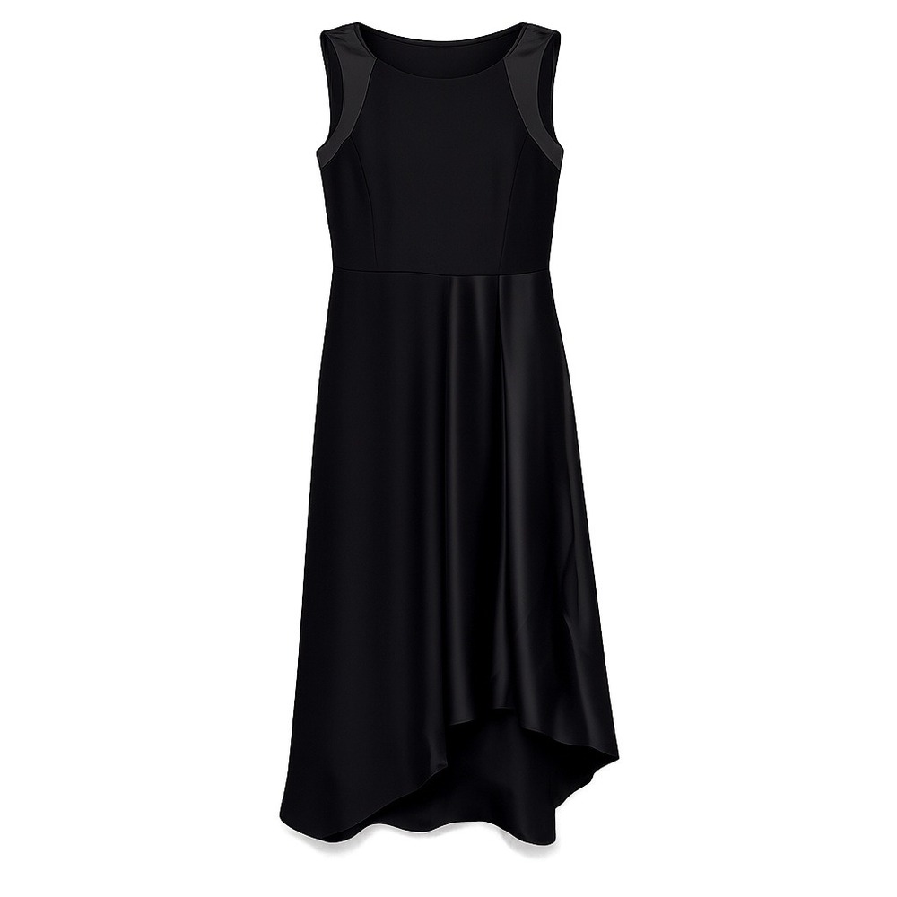 Banana Republic Black Mixed Media V-Neck Midi Dress Womens Size 6 Minimalist